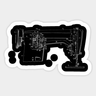Zigzag Mechanism for Sewing Machine Vintage Patent Hand Drawing Sticker